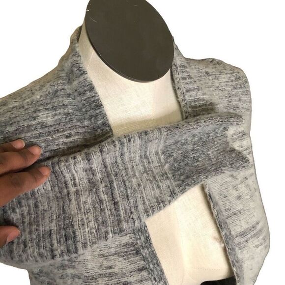 Banana Republic Women’s Open Front Boiled Wool Cardigan PL Marled Heather Gray - Picture 4 of 7